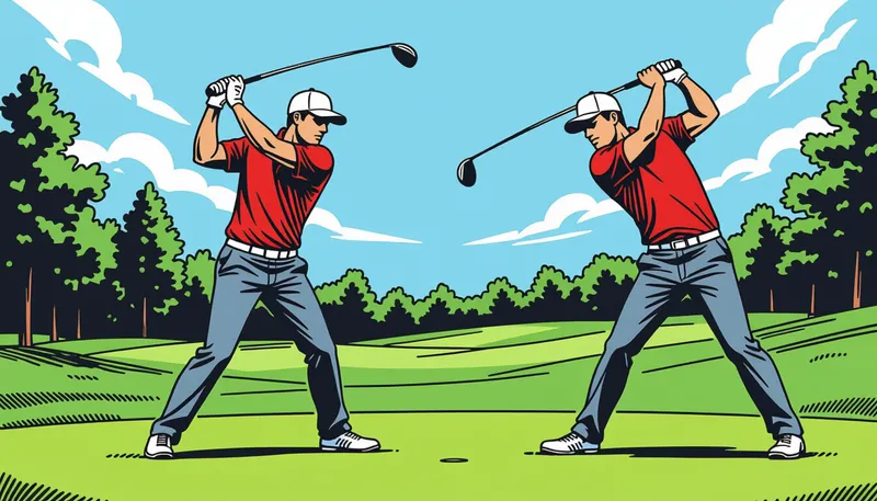 体重移動の典型的なミスパターン - illustration for weight transfer golf swing power