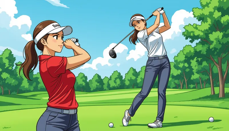 実践的な練習方法 - illustration for women swing technique body type